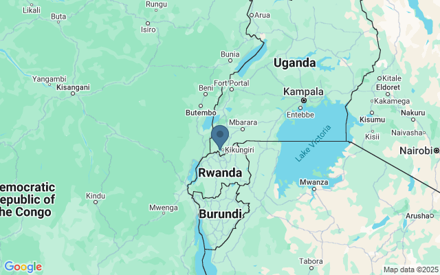 Kaart met locatie Lake Bunyonyi